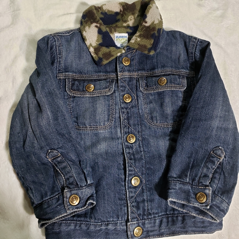 Vintage Please Mum Fleece lined Lion Jean Jacket